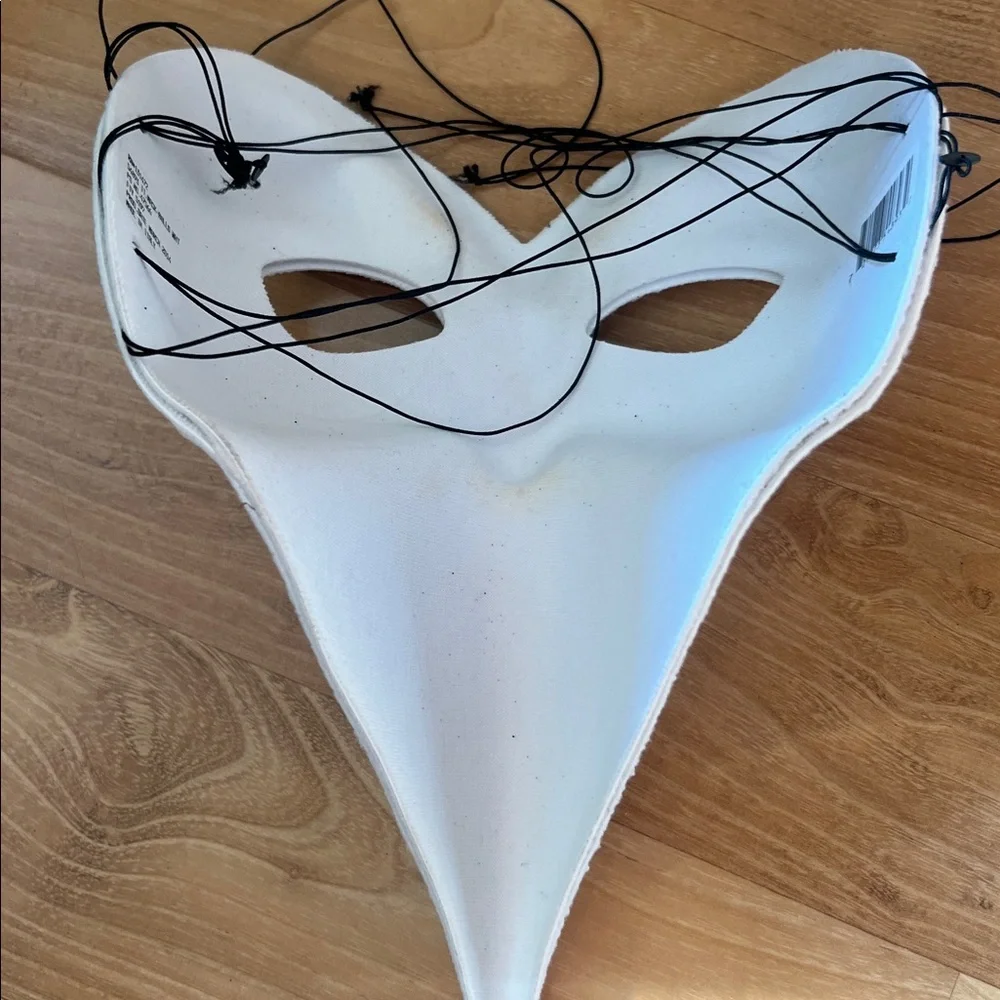 Halloween Masquerade white Mask with long nose. Felt material